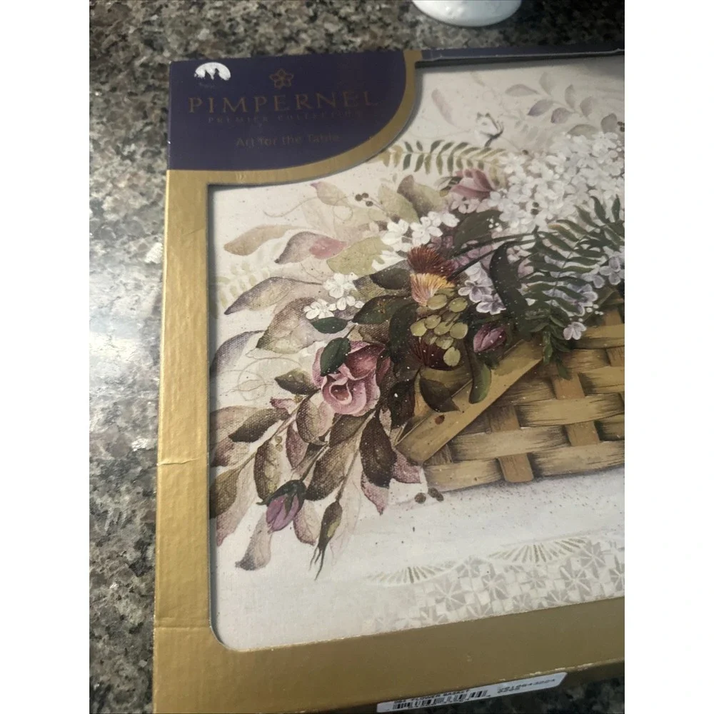 Pimpernel Cork Backed Placemats Set of 4 Floral Basket  Assorted